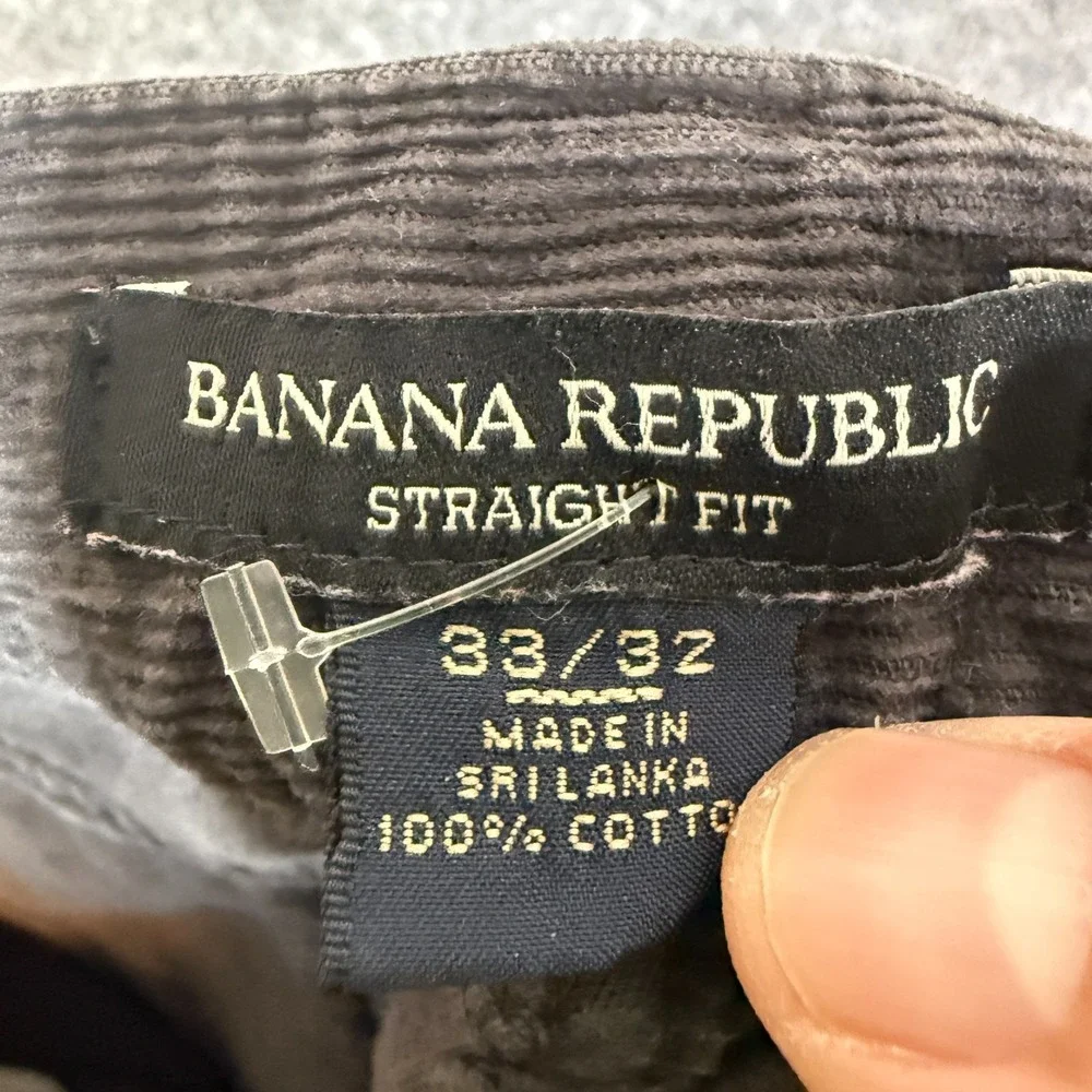 Banana Republic Pants Mens‎ 33x32 Gray Corduroy Straight Fit Chino Pants Casual